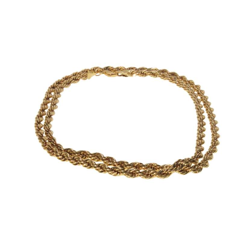 Necklace - Gold Tone Vintage Twisted Long Chain - ML3356