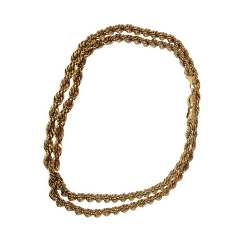 Necklace - Gold Tone Vintage Twisted Long Chain - ML3356