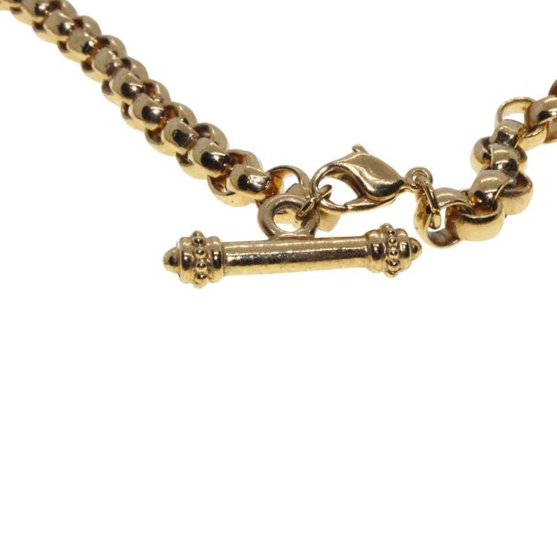 Necklace - Gold Tone Cuban Style Link Chain with T-Bar - ML3358