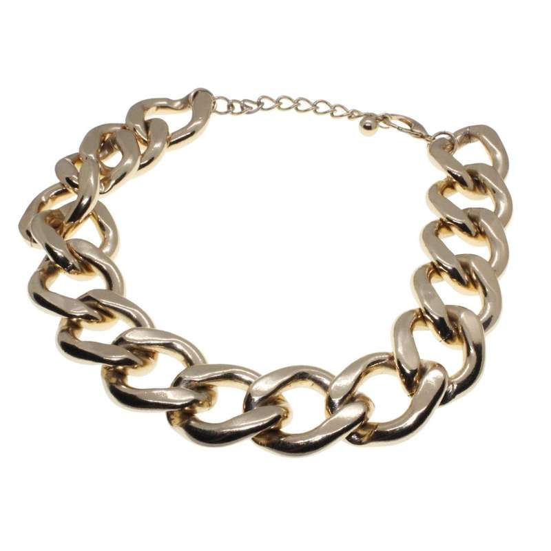 Necklace - Gold Tone Chunky Smooth Link Chain Necklace. Statement Jewellery - ML3365