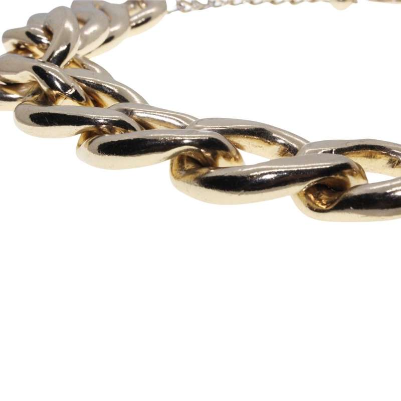 Necklace - Gold Tone Chunky Smooth Link Chain Necklace. Statement Jewellery - ML3365