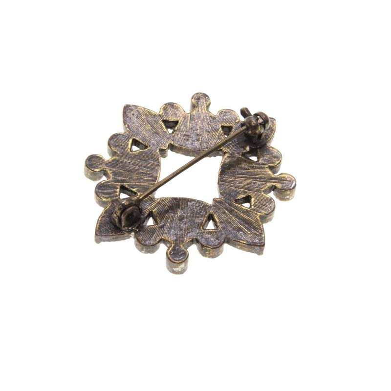 Brooch - Vintage Gold Tone Apricot/Pink Stones. Rhinestones - ML3376