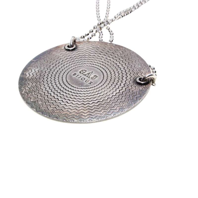 Necklace - Silver/Brass Medallion with Strass & Studs. Brass covered with genuine Silver. Gas Bij...