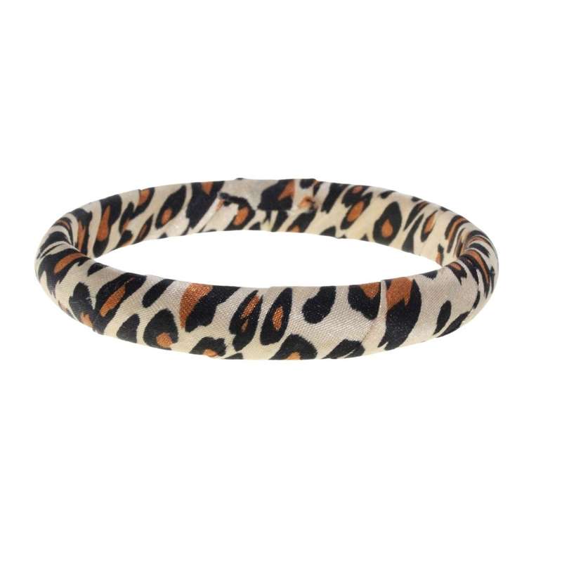 Bangle - Cheetah Print Ribbon Strapped Bangle. Statement Jewellery - ML3388