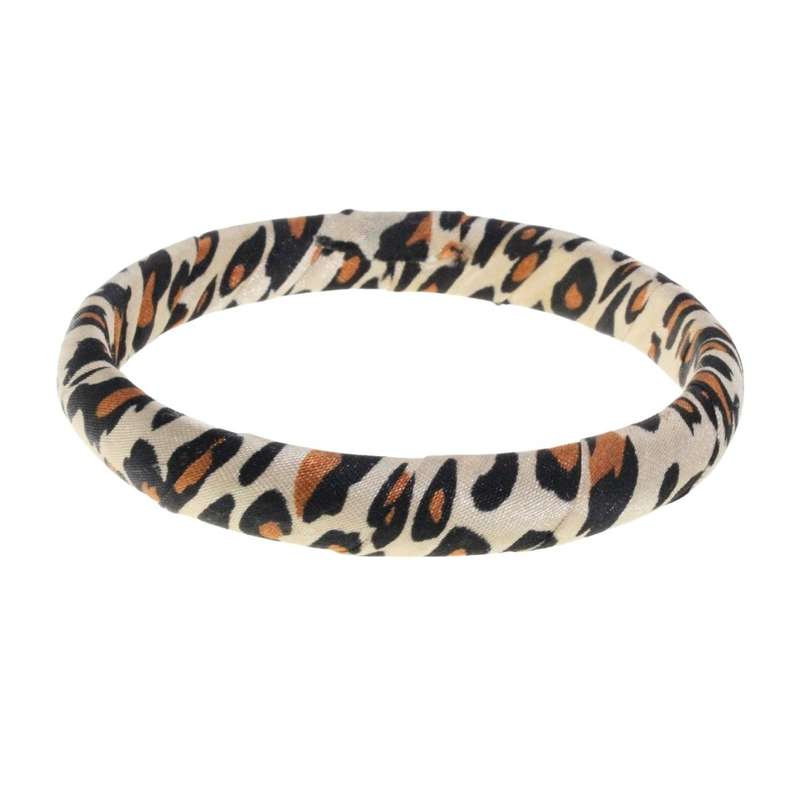 Bangle - Cheetah Print Ribbon Strapped Bangle. Statement Jewellery - ML3388
