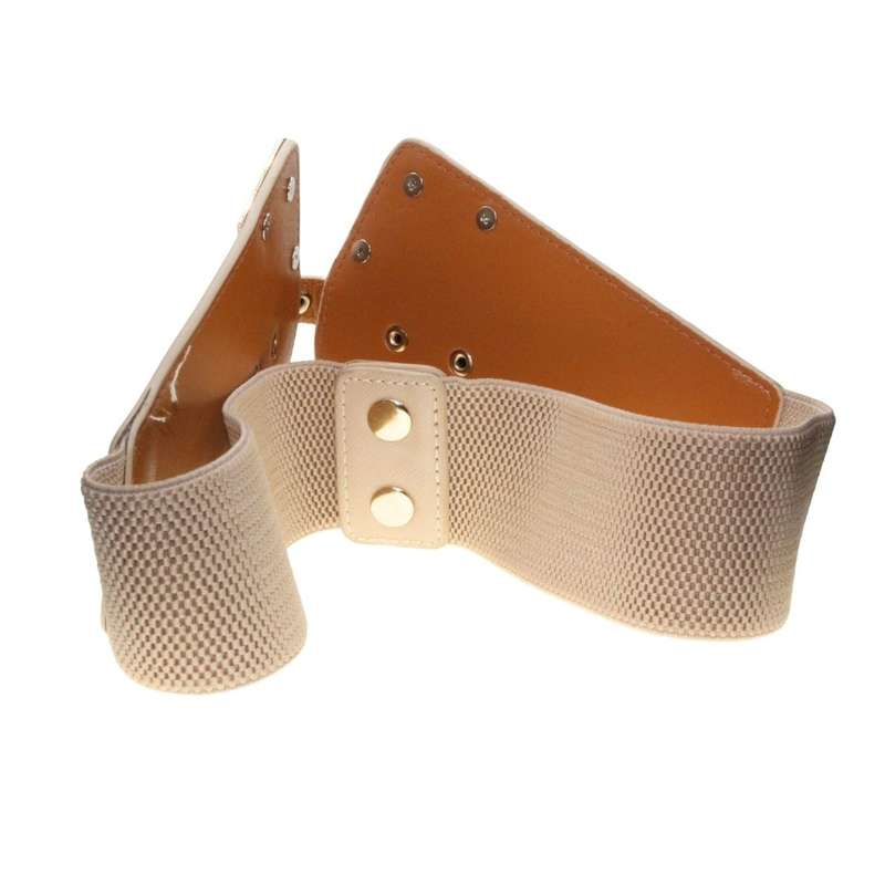 Belt - Gold Tone Chunky Statement Belt. Stretchy Expandable Strap - ML3392