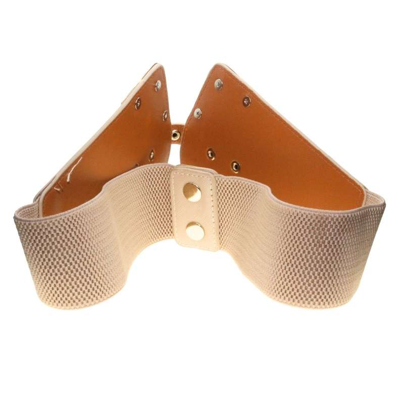 Belt - Gold Tone Chunky Statement Belt. Stretchy Expandable Strap - ML3392
