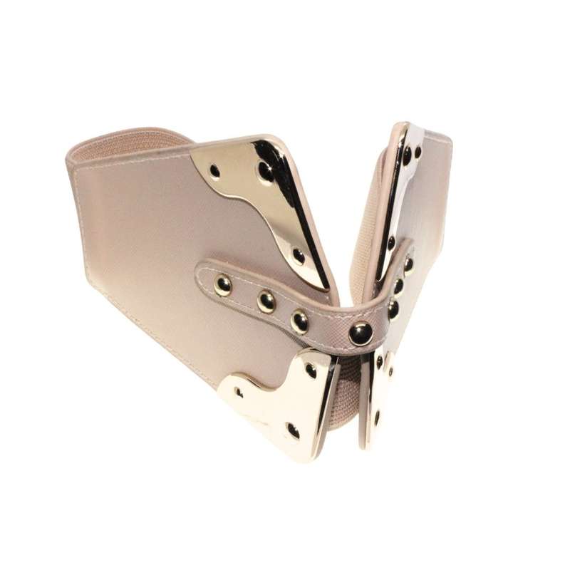 Belt - Gold Tone Chunky Statement Belt. Stretchy Expandable Strap - ML3392