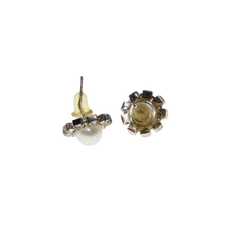Earrings - Gold Tone Vintage Pearl Earrings with Diamantes surrounding the Pearls - ML3395