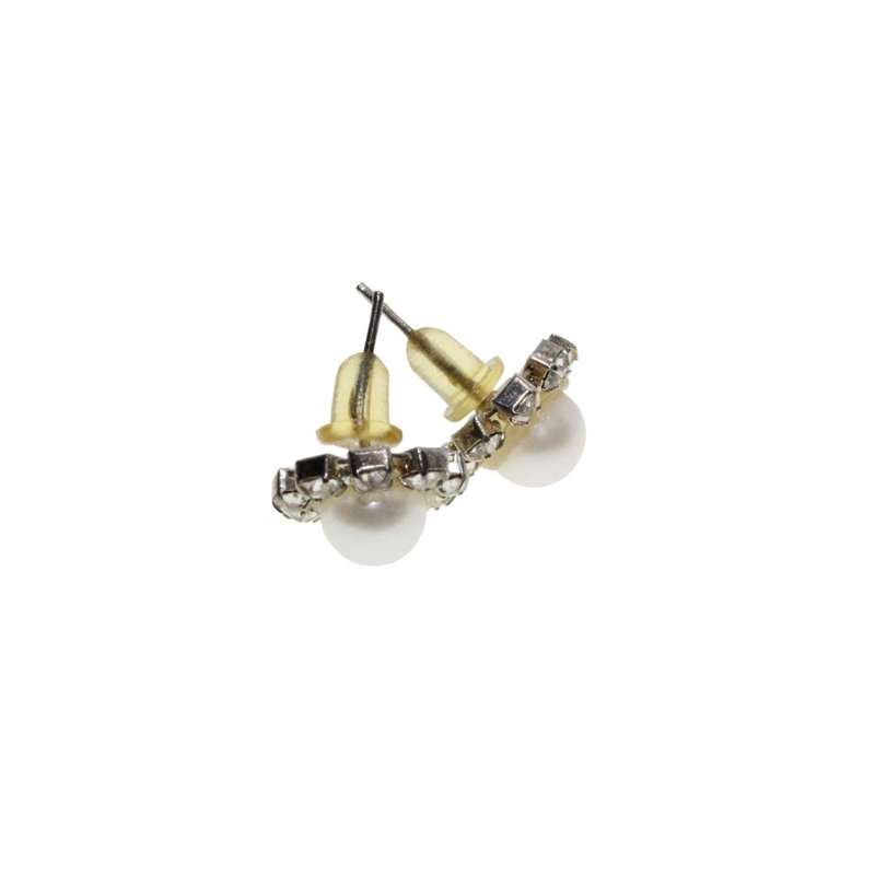 Earrings - Gold Tone Vintage Pearl Earrings with Diamantes surrounding the Pearls - ML3395