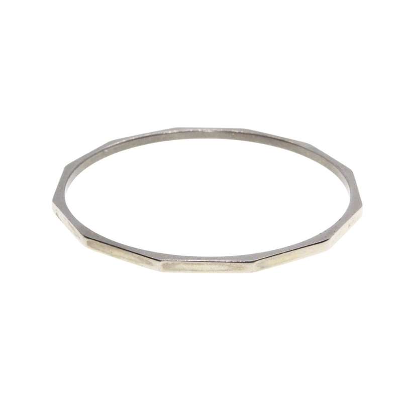 Bangle - Silver Tone Smooth Inner with a Textured Outer Layer Bangle - ML3412