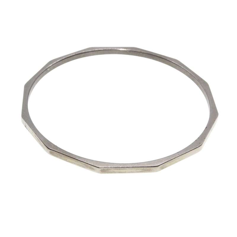 Bangle - Silver Tone Smooth Inner with a Textured Outer Layer Bangle - ML3412