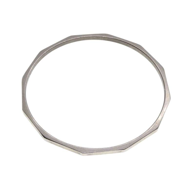 Bangle - Silver Tone Smooth Inner with a Textured Outer Layer Bangle - ML3412