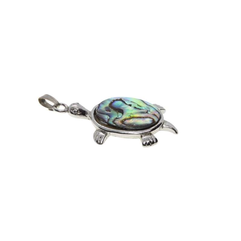 Pendant - Silver Tone Sea Turtle Pendant with a Tropical Paua Shell - ML3413
