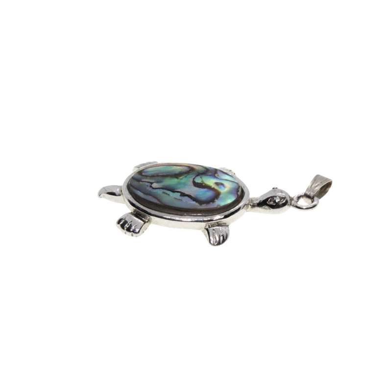 Pendant - Silver Tone Sea Turtle Pendant with a Tropical Paua Shell - ML3413