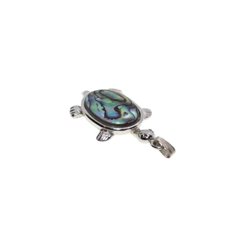 Pendant - Silver Tone Sea Turtle Pendant with a Tropical Paua Shell - ML3413
