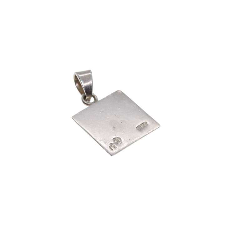 Pendant - Silver Square Pendant with Silouette of Mountain. Stamped KR  and Silver - ML3419