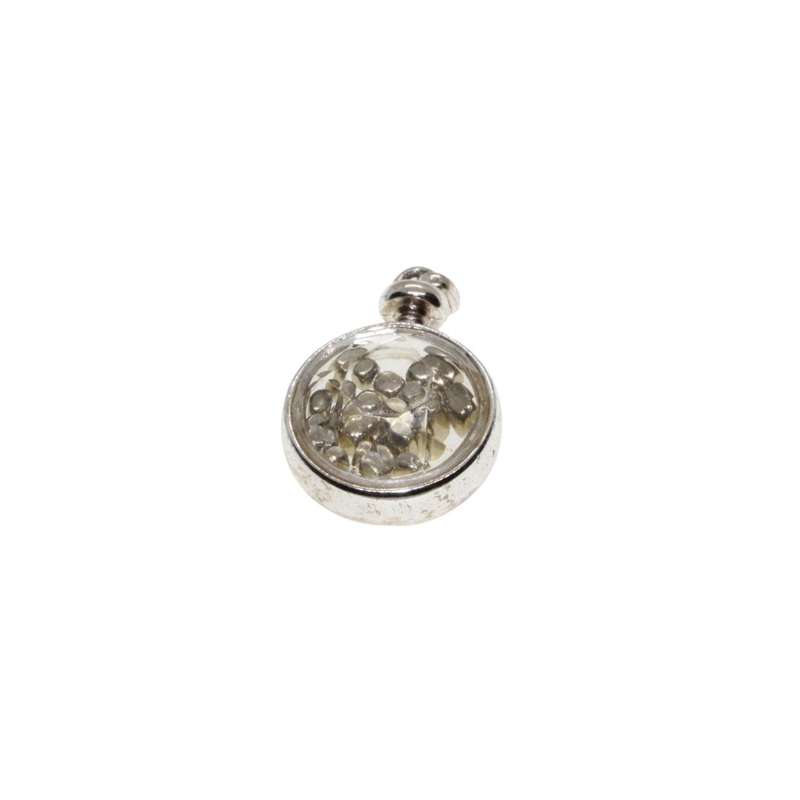 Pendant - Gold Tone See-through Round Pendant with Faux Gold small loose Nuggets - ML3421