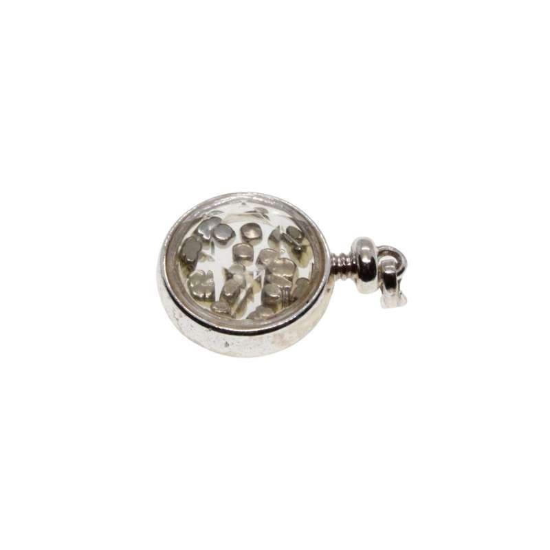Pendant - Gold Tone See-through Round Pendant with Faux Gold small loose Nuggets - ML3421