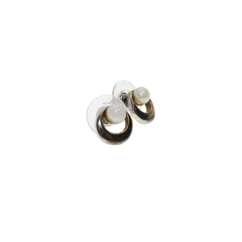 Earrings - Gold Tone Round Earrings with Faux Pearls for Pierced Ears - ML3422