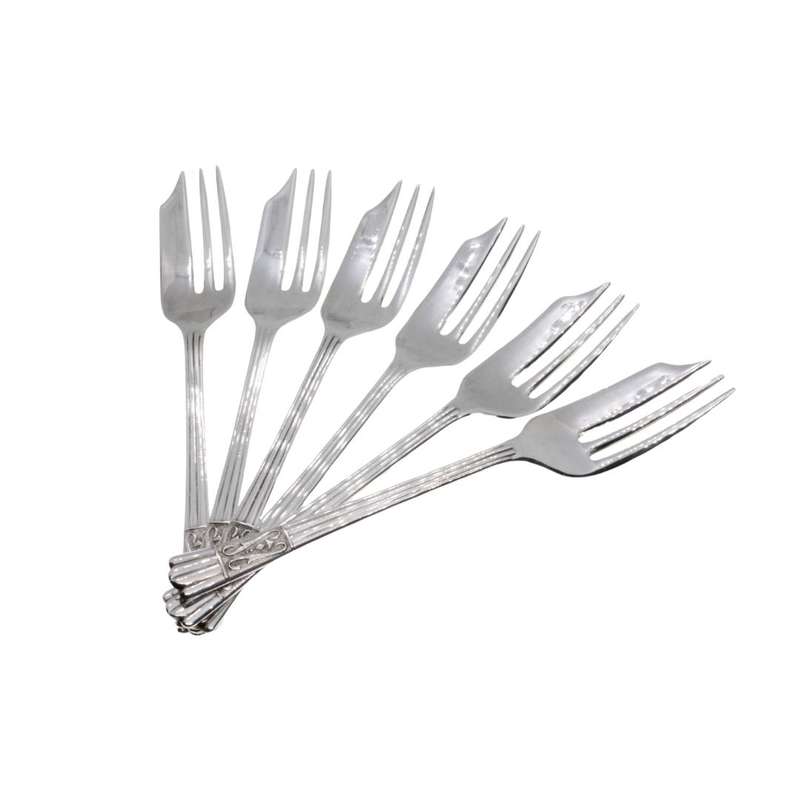 Cake Forks - Vintage EPNS Forks x 6. Pastry Lifter. Made in England. Original box (worn) - ML3425
