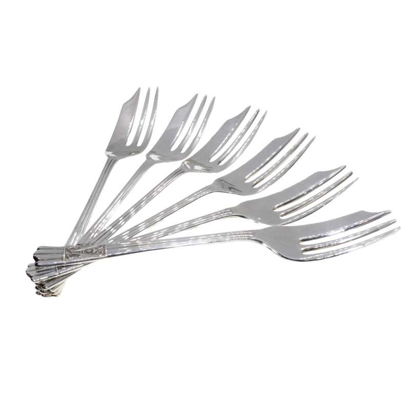 Cake Forks - Vintage EPNS Forks x 6. Pastry Lifter. Made in England. Original box (worn) - ML3425