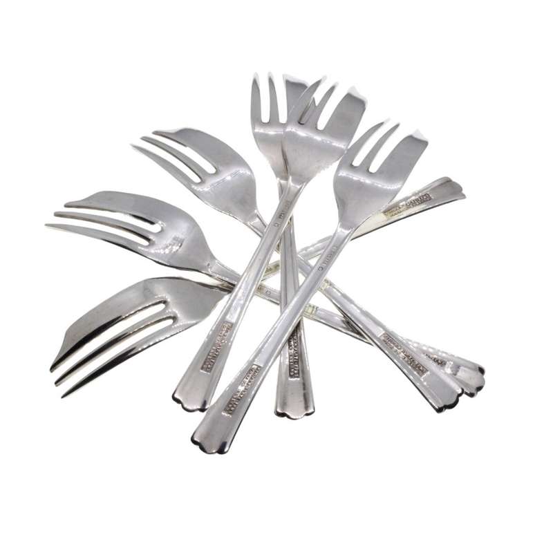 Cake Forks - Vintage EPNS Forks x 6. Pastry Lifter. Made in England. Original box (worn) - ML3426