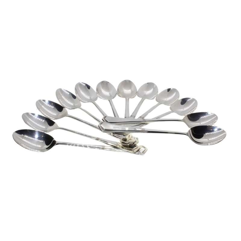Coffee Spoons - Vintage 12 Angora Silver Plated Coffee Spoons made In England. Original Box - ML3427