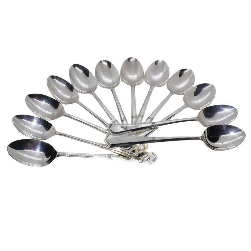Coffee Spoons - Vintage 12 Angora Silver Plated Coffee Spoons made In England. Original Box - ML3427