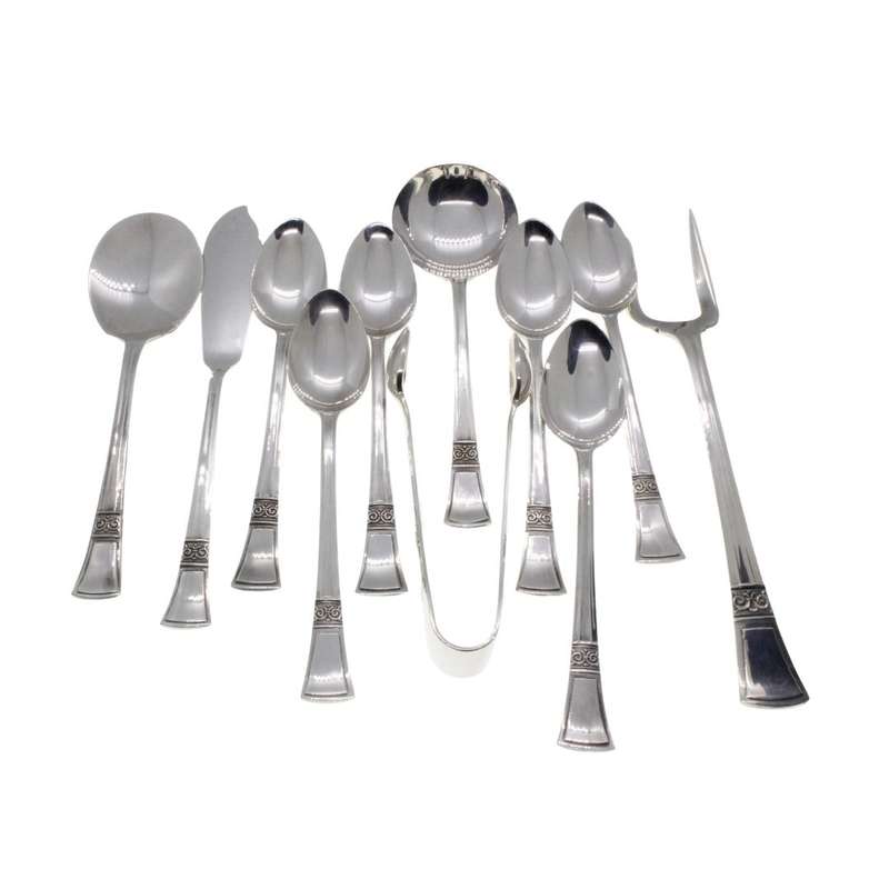 Set -  Vintage Angora Silver Plated 7 Piece Scone Cutlery Set made in England - ML3431