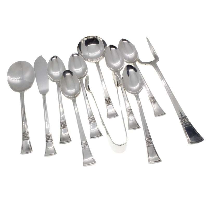 Set -  Vintage Angora Silver Plated 7 Piece Scone Cutlery Set made in England - ML3431