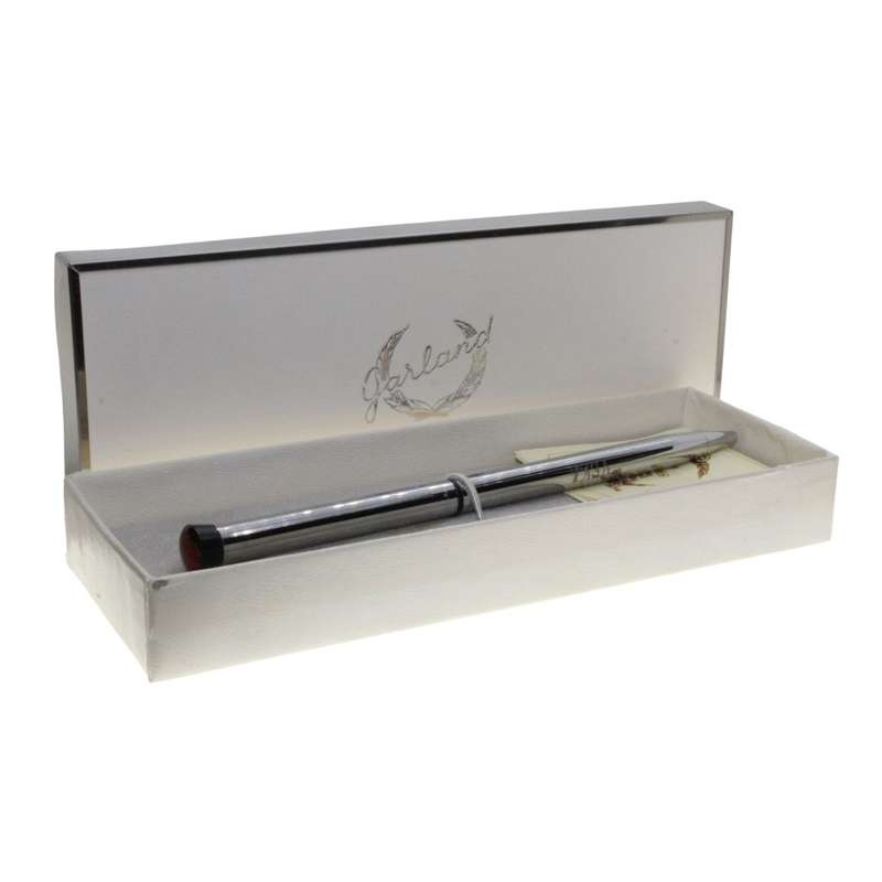 Pen -  Vintage Garland Ballpoint Twist Black Pen - Silver Tone used for Advertising - ML3436