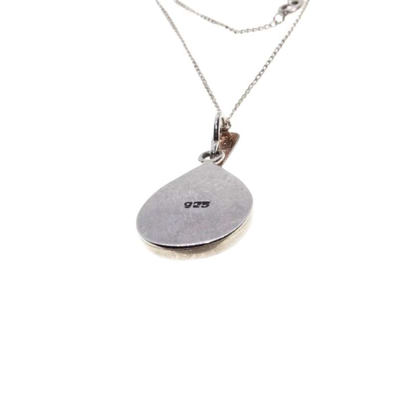 Pendant - Vintage 925 Silver Pear Shaped Pendant with Chain with Eilat Stone. - ML3456