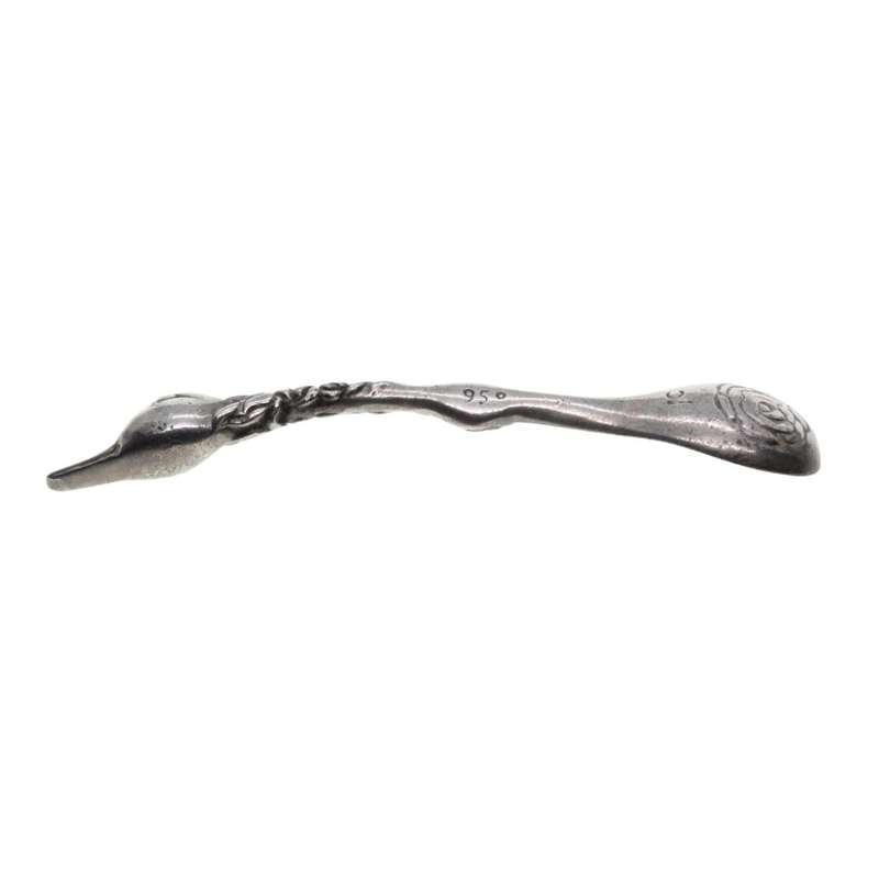 Spoon - Handmade Mustard spoon with duck face and delicate Rose engravings. Stamped - ML3457