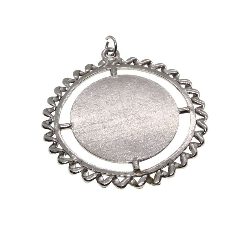 Pendant - Silver Tone Large Star of David in centre of Decorative Border - ML3463