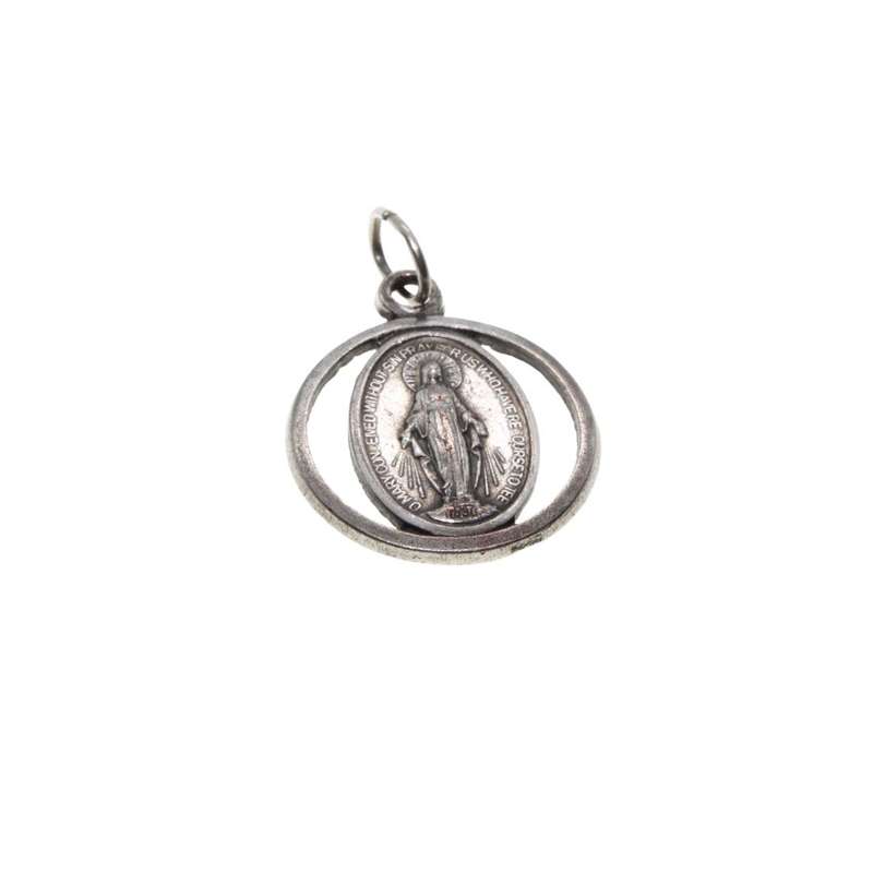 Pendant - Vintage SIlver Tone Miraculous Medal. Italy Stamped - ML3470