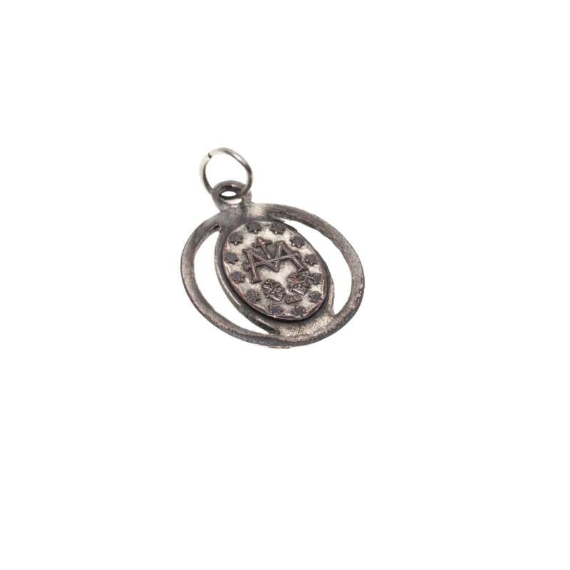 Pendant - Vintage SIlver Tone Miraculous Medal. Italy Stamped - ML3470
