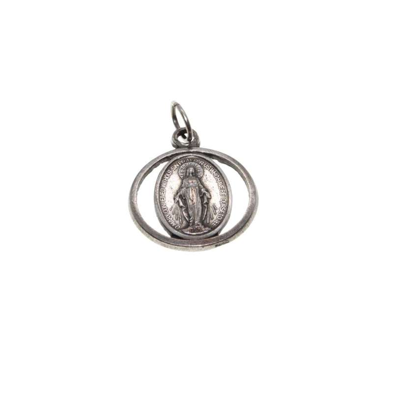 Pendant - Vintage SIlver Tone Miraculous Medal. Italy Stamped - ML3470