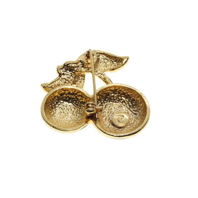 Brooches - Vintage Gold Tone Fruit Brooches each with Diamantes and Enamel Leaves and Fruit - ML3471