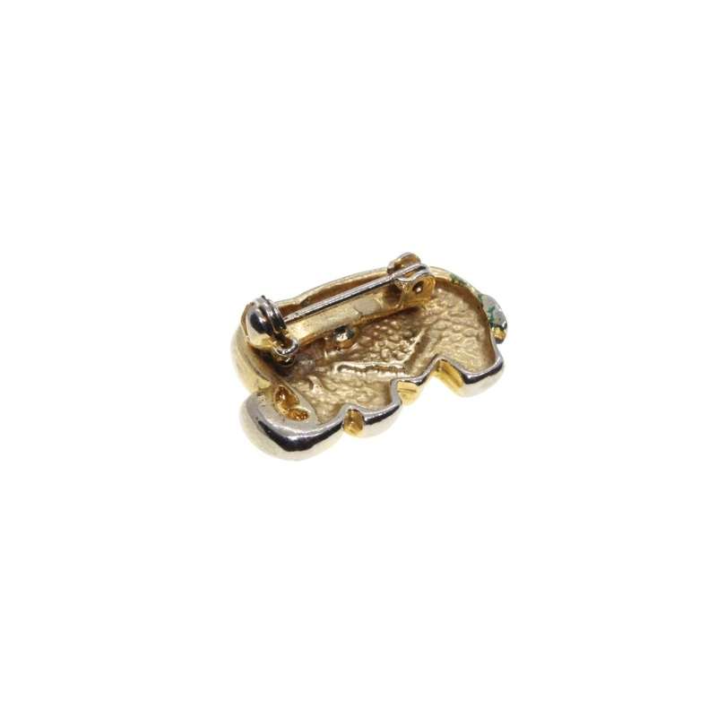 Brooch - Gold Tone Vintage Little Elephant Brooch. 10 x Assorted Coloured Diamantes - ML3478
