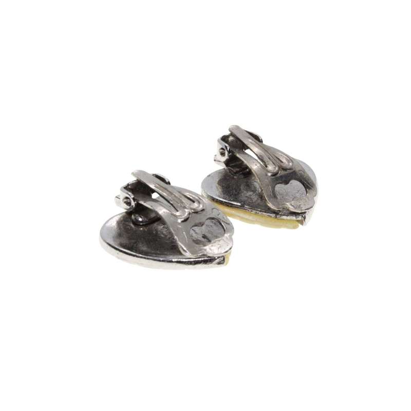 Earrings - Silver Tone Marcasite Leaf Earrings with Mother of Pearl. Clip Ons - ML3481