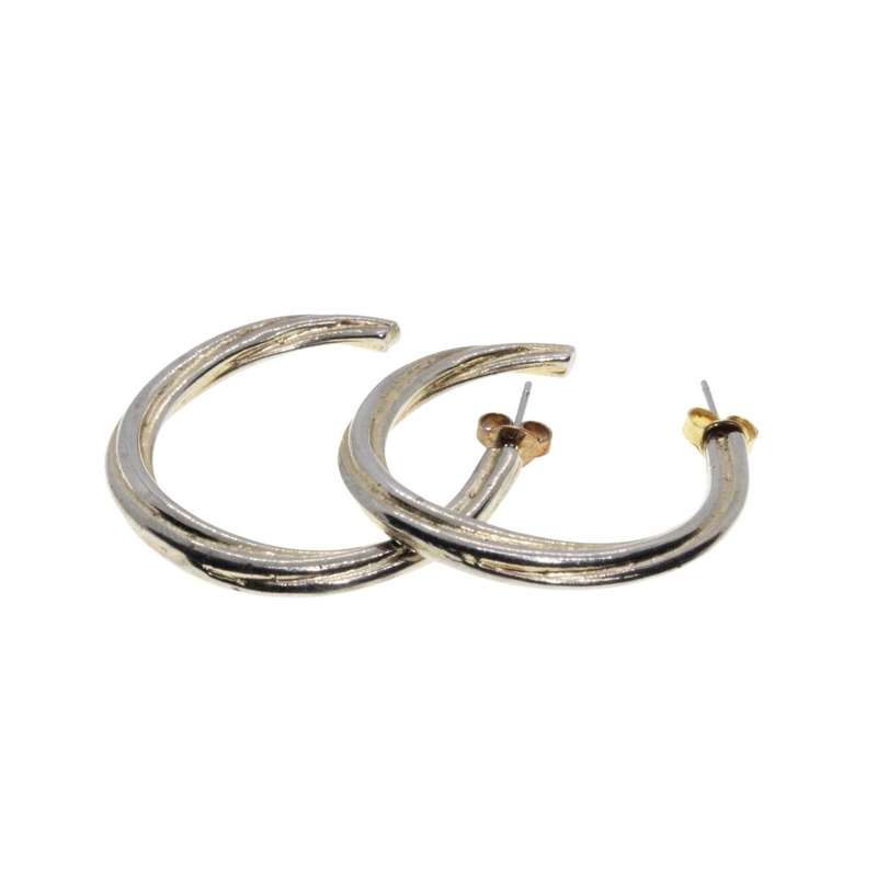 Earrings - Vintage Gold Tone Twisted Hoops. For Pierced Ears - ML3482