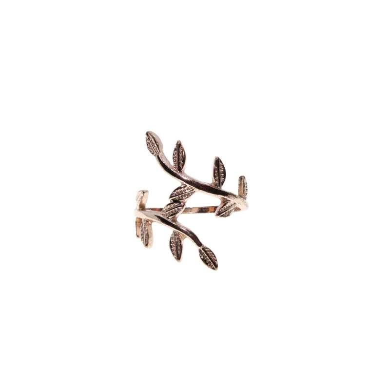 Ring - Rose Gold Tone Spiral Leaf Ring. Statement Jewellery - ML3483