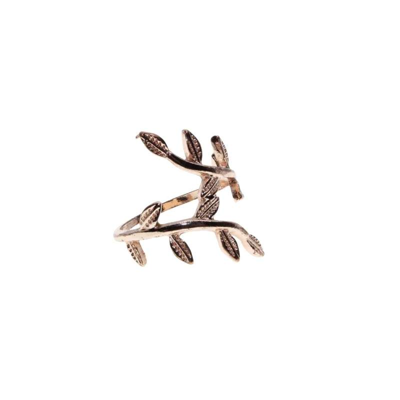 Ring - Rose Gold Tone Spiral Leaf Ring. Statement Jewellery - ML3483