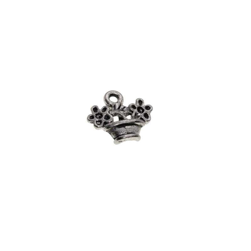 Charms - 2 x Silver Tone Unique Charms. 1 x My Garden. 1 x Flower Pot - ML3485