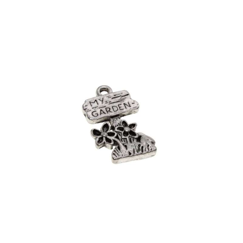 Charms - 2 x Silver Tone Unique Charms. 1 x My Garden. 1 x Flower Pot - ML3485