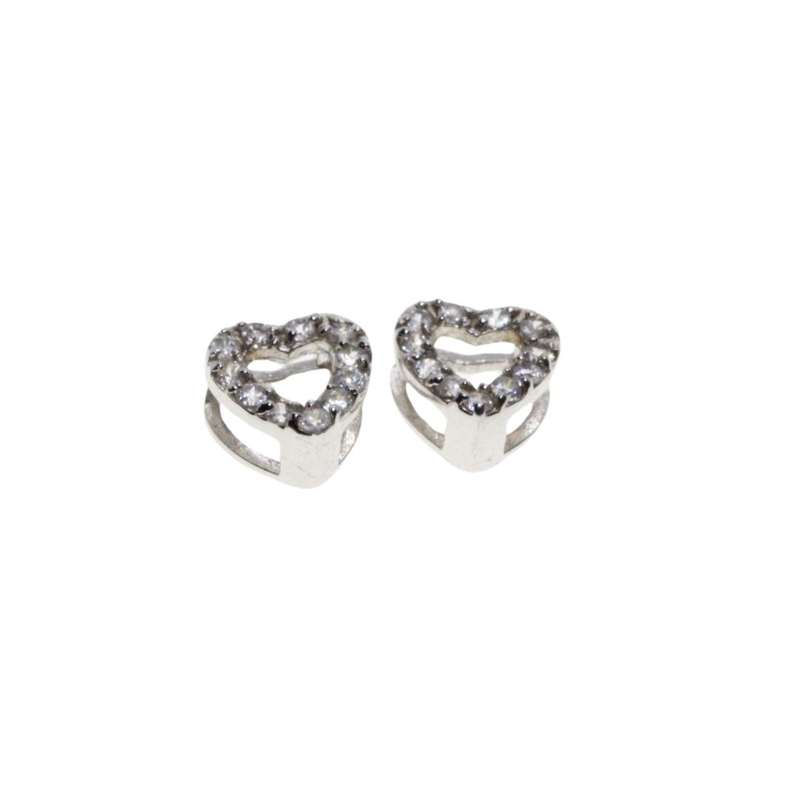 Pendant - 2 x Silver Tone Small Delicate Diamante Heart Pendants - ML3487