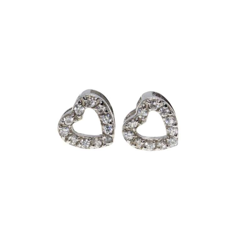 Pendant - 2 x Silver Tone Small Delicate Diamante Heart Pendants - ML3487