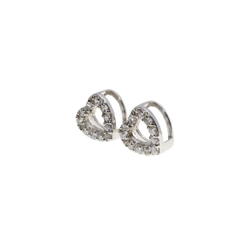 Pendant - 2 x Silver Tone Small Delicate Diamante Heart Pendants - ML3487