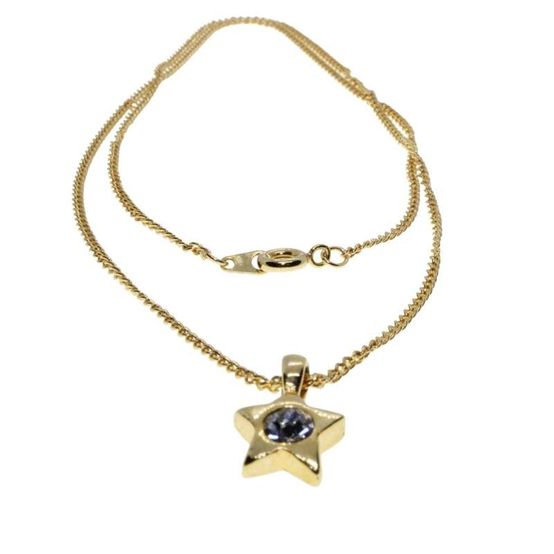 Necklace - Gold Tone Chain and Dainty Star Pendant with Diamante Centre - ML3489